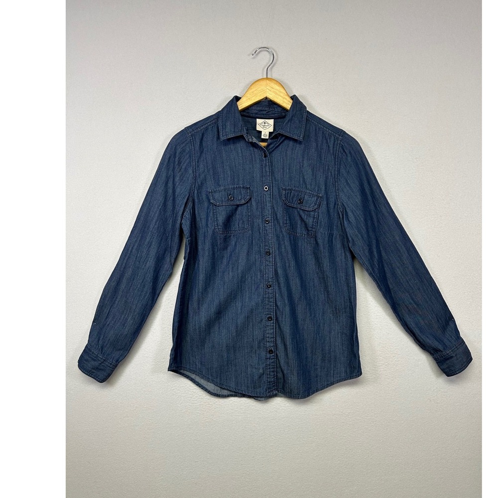 Coastal Western St. Johns Bay Womens Sm Blue Denim Button Down Shirt Long Sleeve